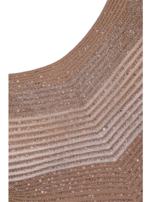 Top in maglia di viscosa e lurex con paillettes Mocha D. Exterior | 620756MOCH